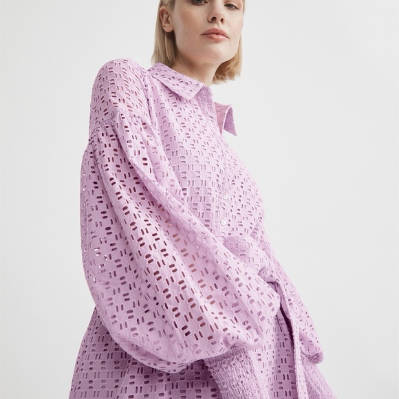 WITCHERY Lavender Eyelet Shirt Dress - Picture 1 of 6